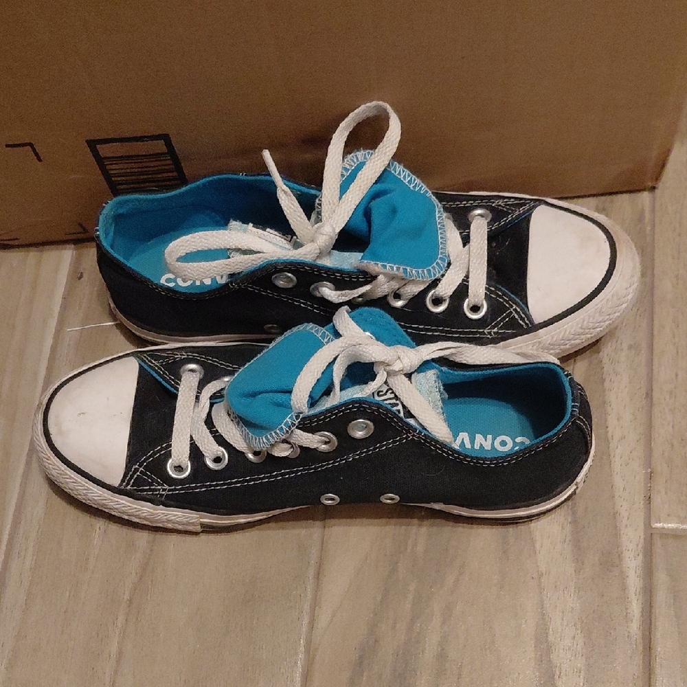 Converse Black and Bright Blue Sneakers